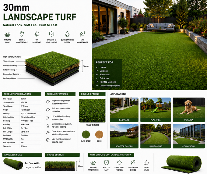 Meadow 30mm Artificial Landscape Turf